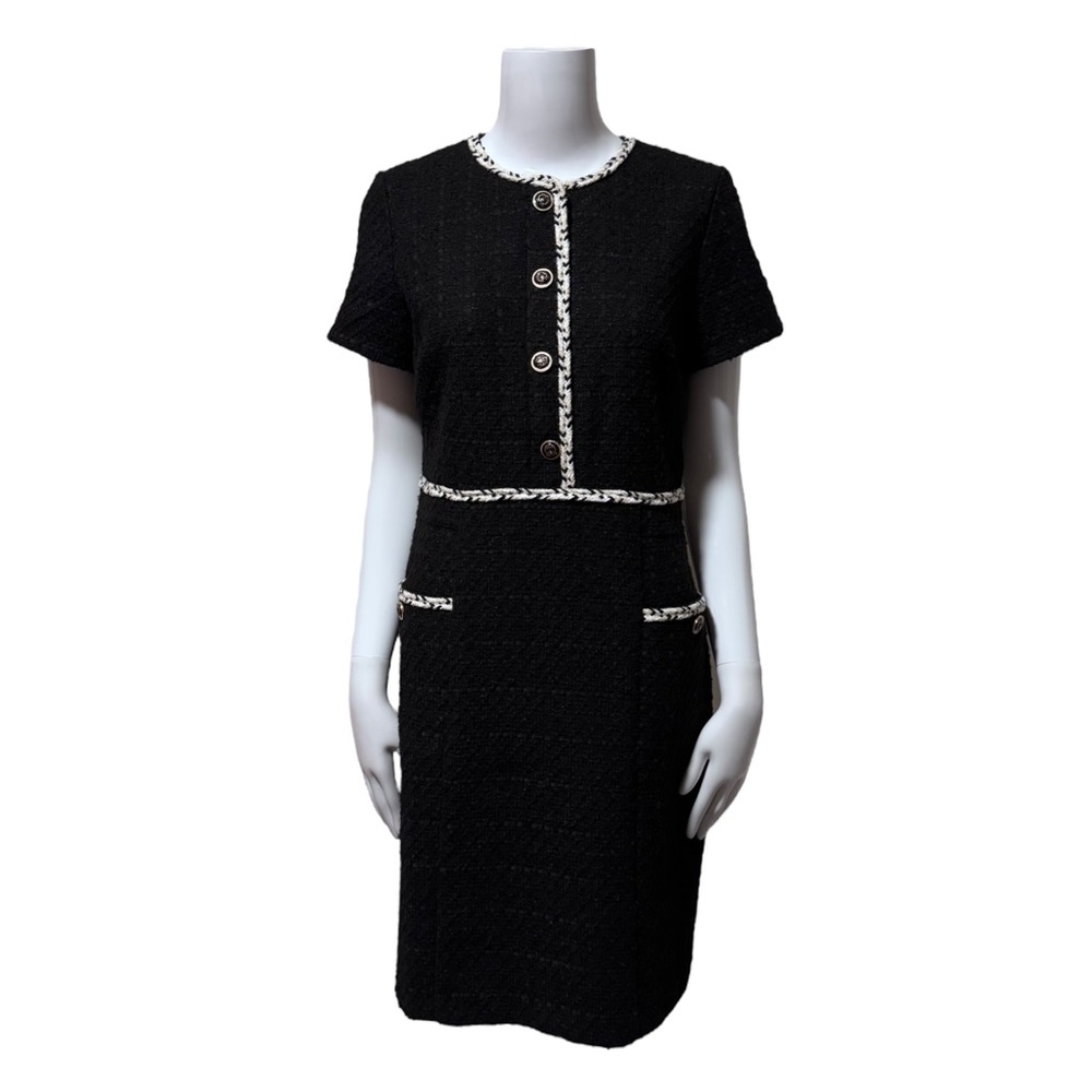 Ann Taylor Black Tweed Sheath Dress Size 8 - Picture 2 of 8